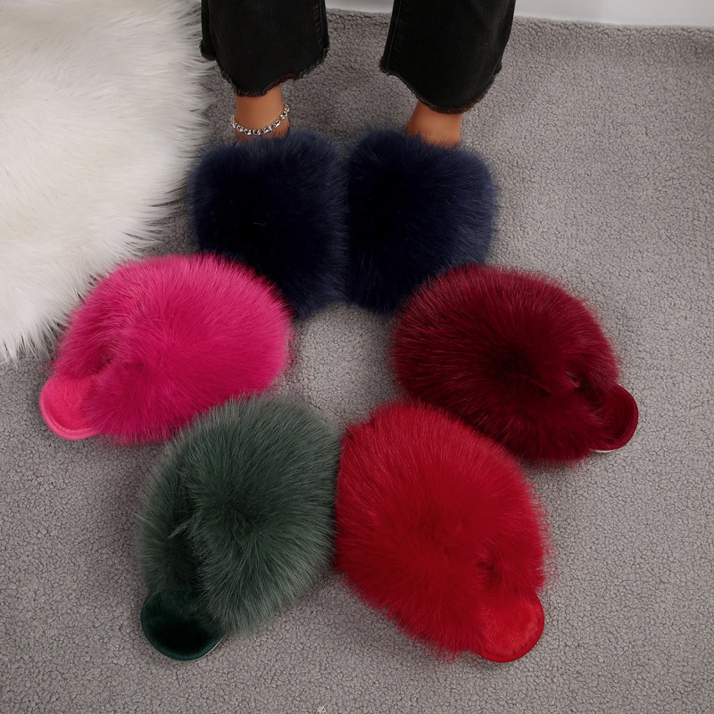 Outdoor Lighting For Your House - Faux Fur Fluffy Slippers for Women