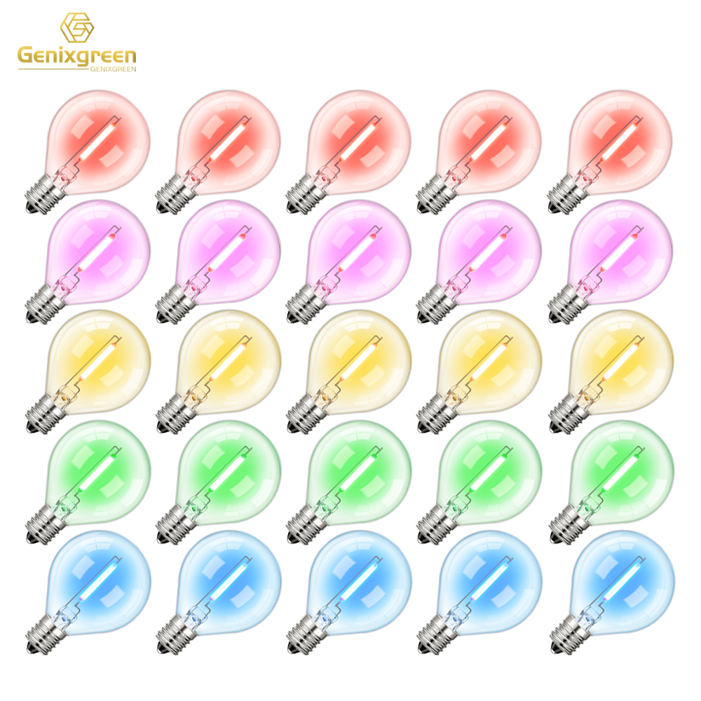 Outdoor Lighting Glass Replacement - 25Pack Globe Glass RGB Led Filament