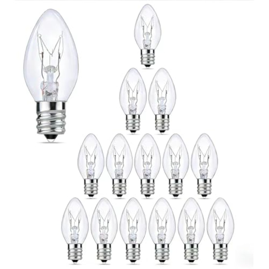 Outdoor Lighting Glass Replacement - C7 Christmas Replacement Bulbs, E12 Base