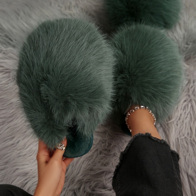 Faux Fur Fluffy Slippers for W - Outdoor Lighting For Your House 评论和价格