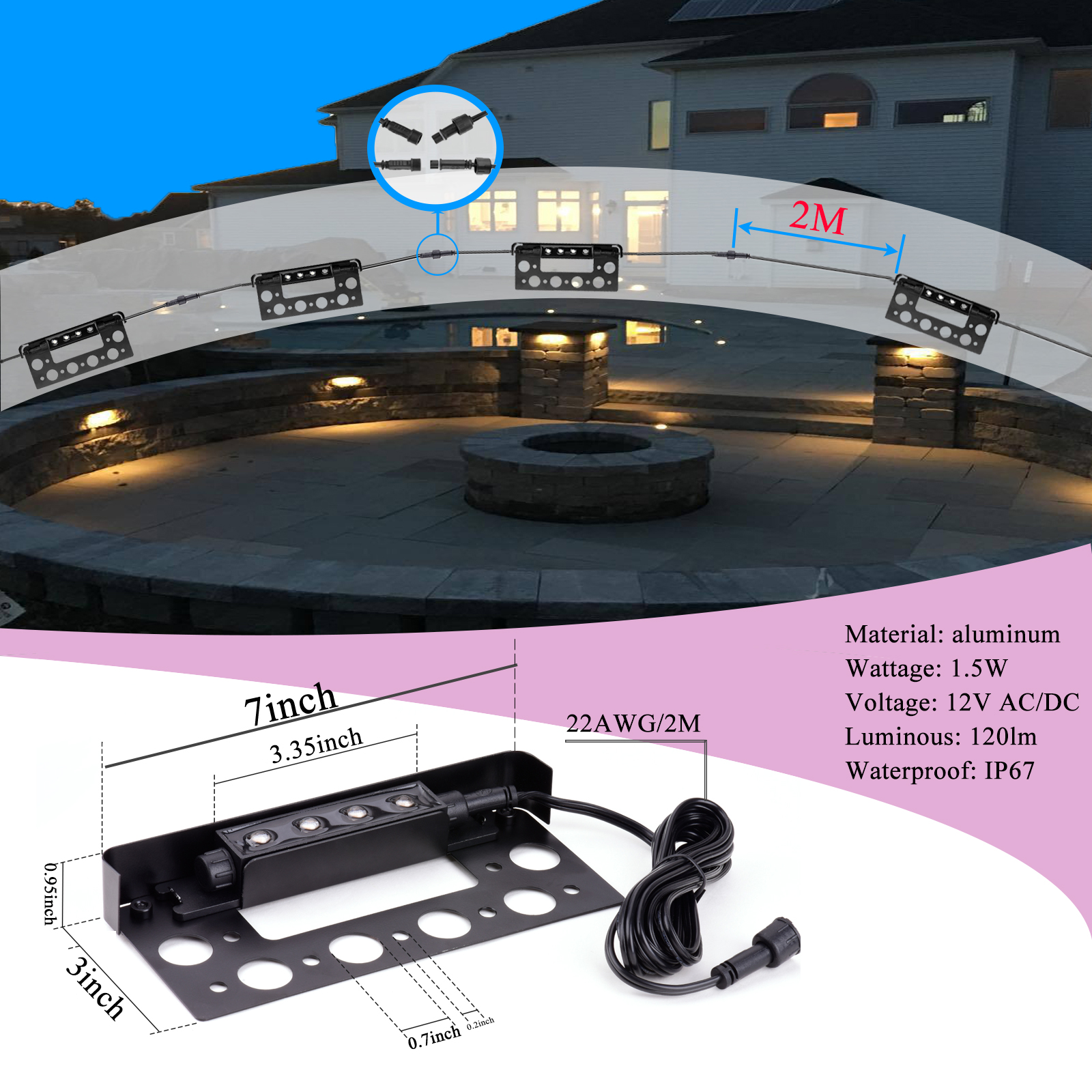 7 Inch LED Hardscape Lights,Re - Outdoor Lighting Low Voltage 评论和价格