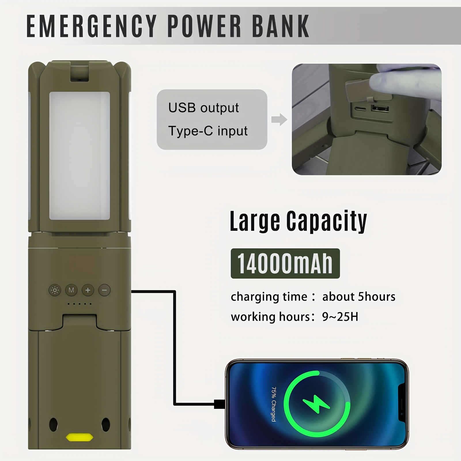 Camping Lantern, 14000mAh Rech - Outdoor Lighting For Home 评论和价格
