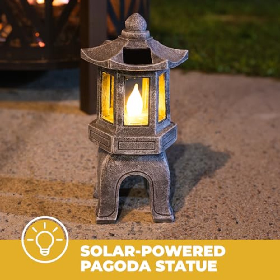 Solar Powered Asian Statue, Pa - Outdoor Zen Lighting 评论和价格