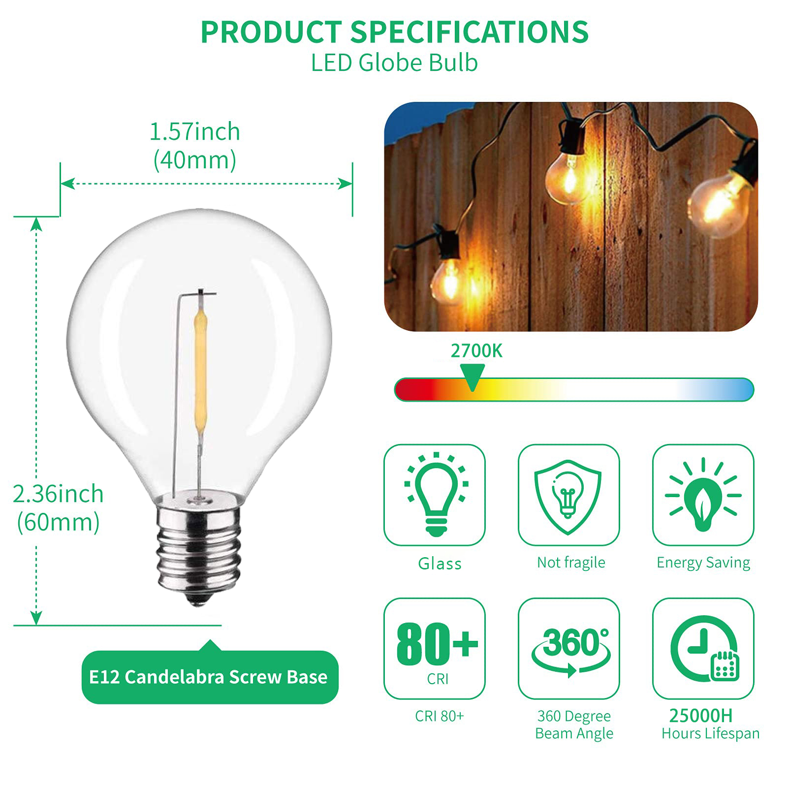 GANRILAND LED String Lights Re - Outdoor Lighting Glass Replacement 评论和价格