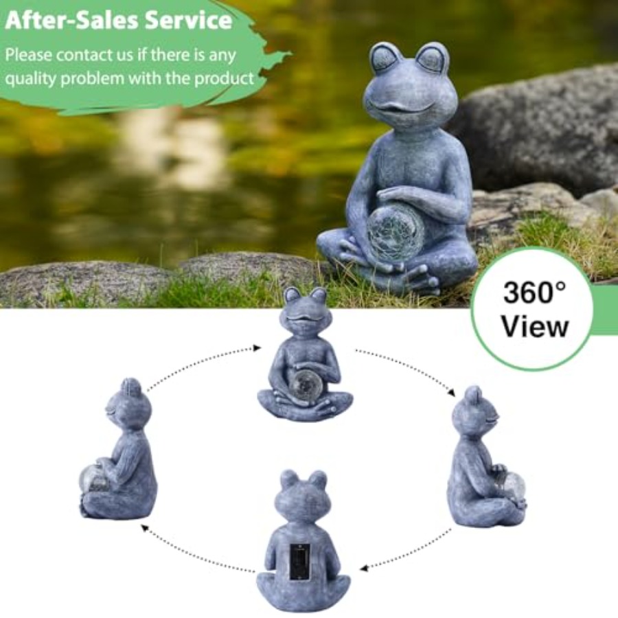 Frog Statue with Solar Gazing  - Outdoor Zen Lighting 评论和价格