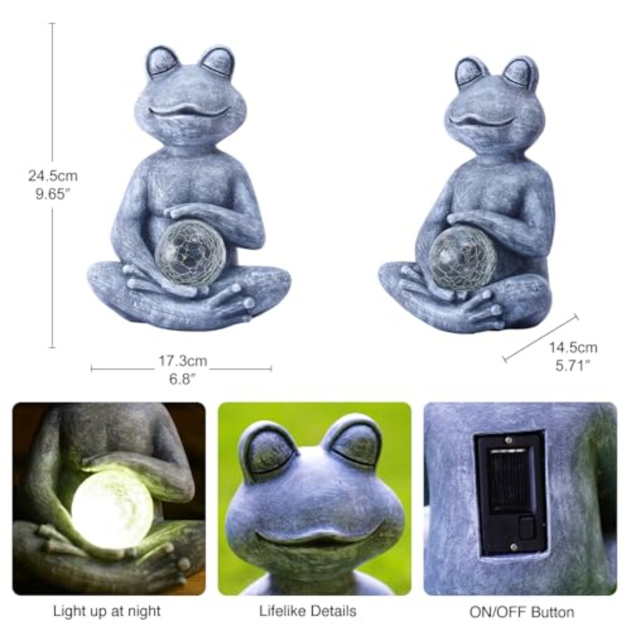 Frog Statue with Solar Gazing  - Outdoor Zen Lighting 评论和价格
