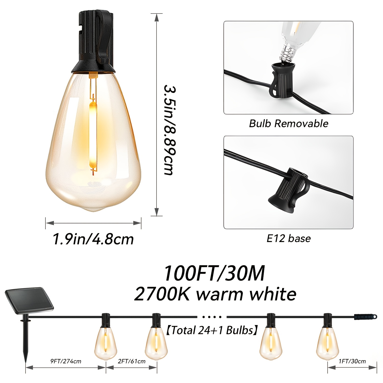 Solar Lights Outdoor, 100ft Pa - Wall Lighting Outdoor 评论和价格