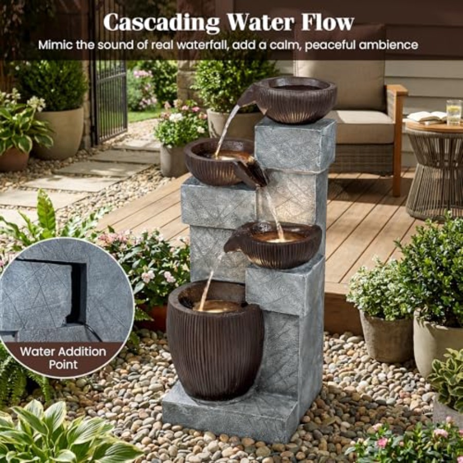 Water Fountain Outdoor, 4-Tier - Outdoor Zen Lighting 评论和价格