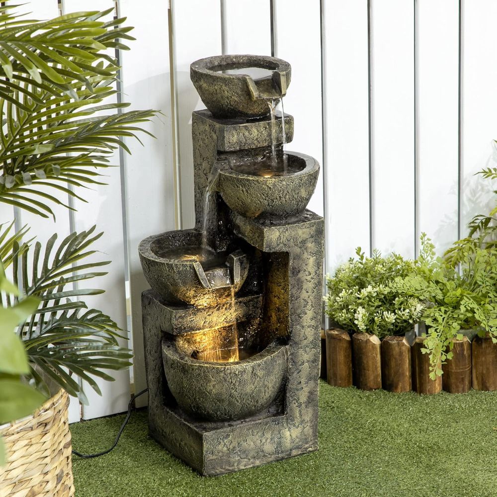 4-Tier Stone Bowl Waterfall wi - Outdoor Zen Lighting 评论和价格