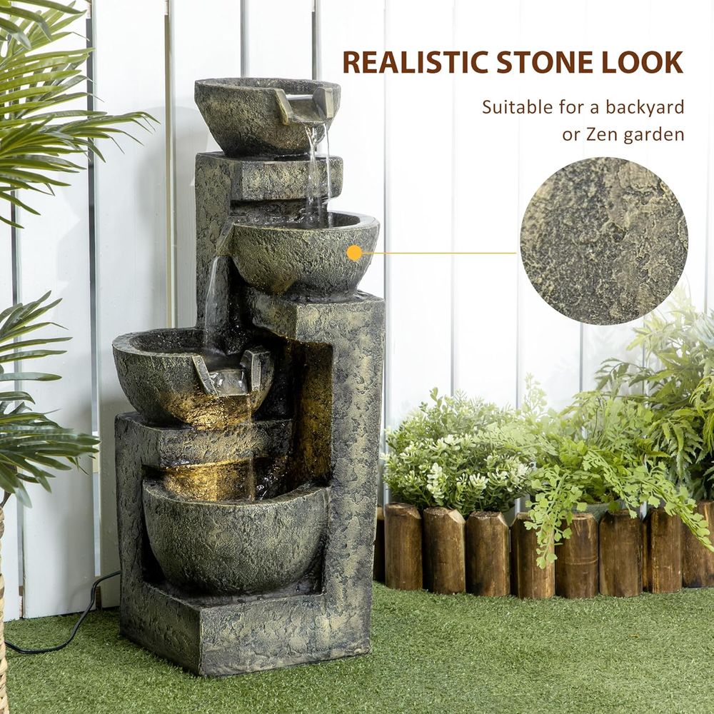 4-Tier Stone Bowl Waterfall wi - Outdoor Zen Lighting 评论和价格